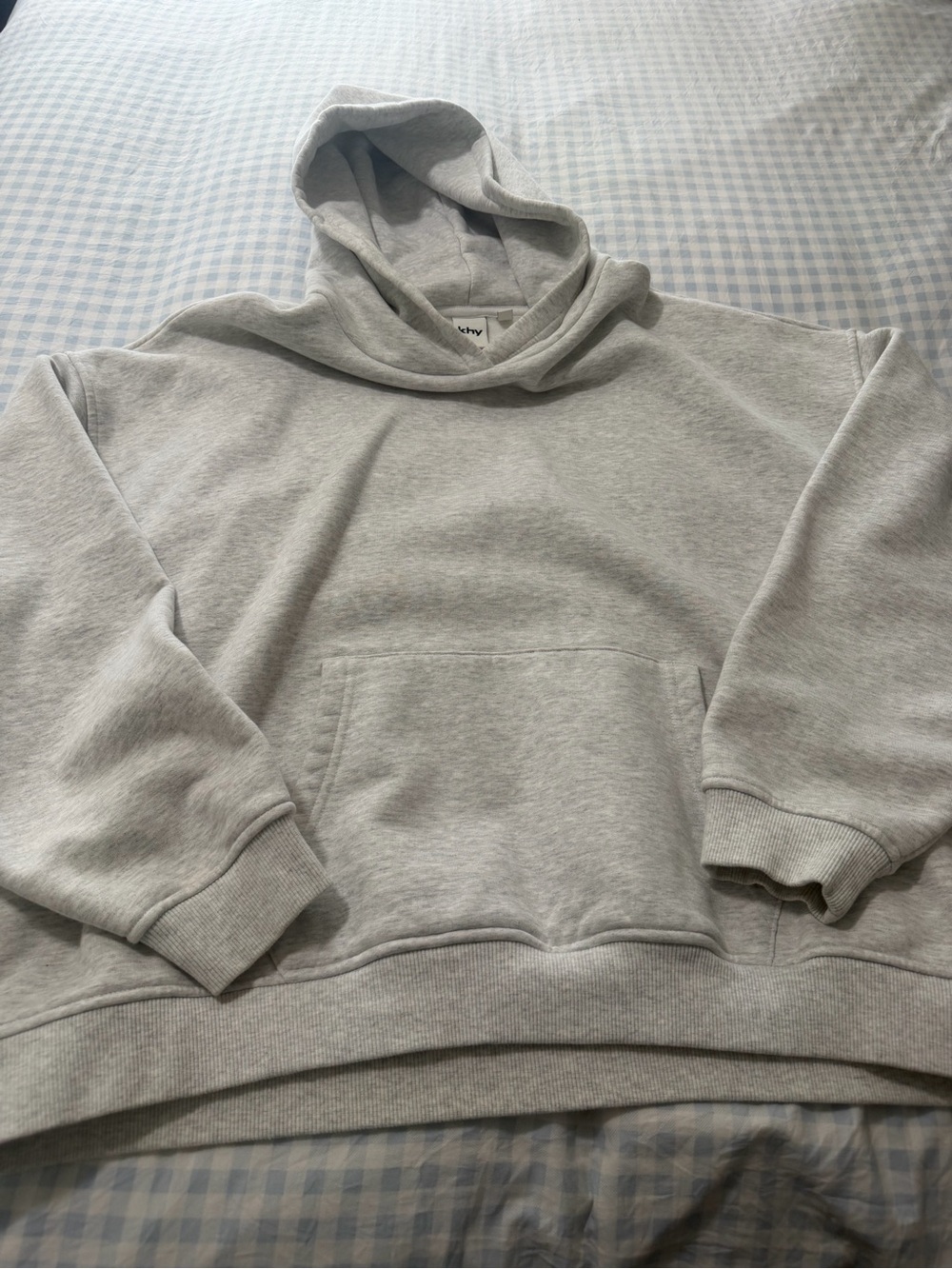 khy Heather Gray Hoodie Set with Subtle Texture